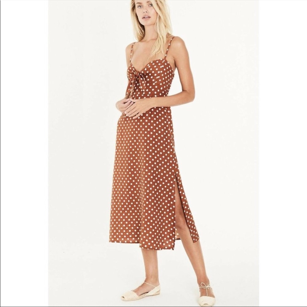 Faithfull the Brand Fiscardo Linen Polka Dot Midi Dress Sz. 2